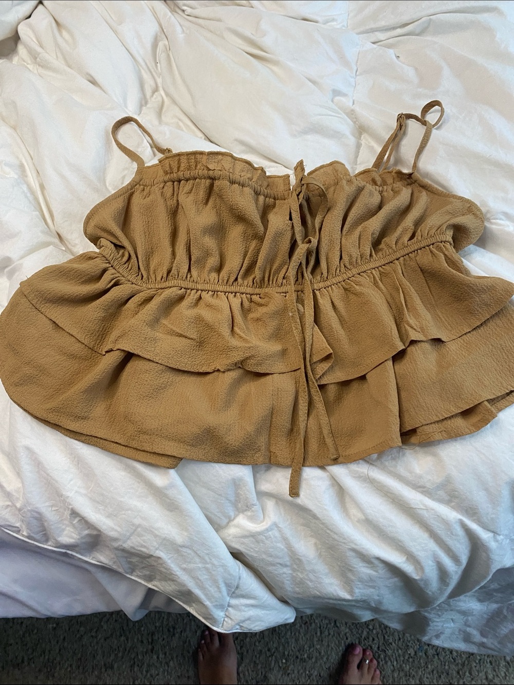 wild fable Tan Ruffle Tie-Front Camisole